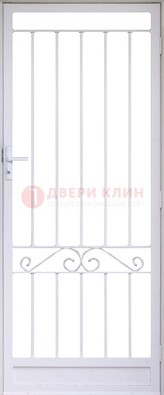 Белая стальная решетчатая дверь с волютами ДР-30 в Дзержинском