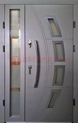 Серая железная дверь для дома со стеклом ДС-17 в Дзержинском