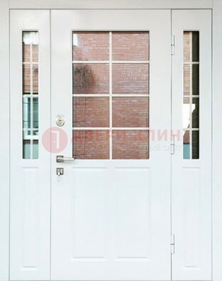 Белая стальная дверь со стеклом и фрамугами ДС-27 в Дзержинском