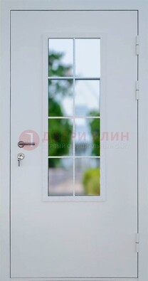 Белая железная дверь порошок со стеклом ДС-31 в Дзержинском