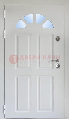 Белая стальная дверь МДФ со стеклом для дома ДС-37 в Дзержинском