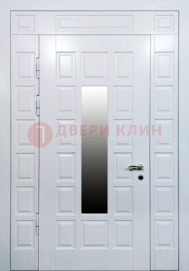 Белая входная дверь с МДФ панелью и стеклом ДС-56 в Дзержинском