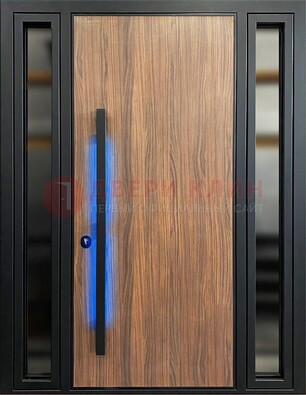 Коричневая металлическая дверь со стеклом ДС-69 в Дзержинском