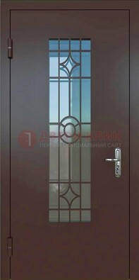 Входная металлическая дверь со стеклом для дома ДС-6 в Дзержинском