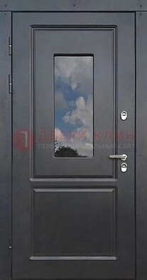 Чёрная металлическая дверь со стеклом ДС-77 в Дзержинском