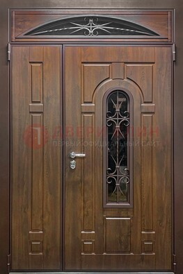Большая металлическая дверь со стеклом и ковкой ДСК-145 в Дзержинском