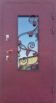 Железная дверь Порошок со стеклом и ковкой лозы ДСК-220 в Дзержинском