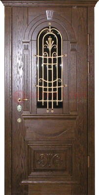 Железная дверь со стеклом и ковкой в классическом стиле ДСК-23 в Дзержинском