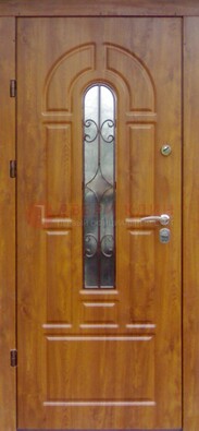 Железная дверь с Виноритом стеклом и ковкой для входа ДСК-261 в Ставрополе
