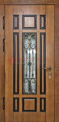 Двухцветная железная дверь Винорит со стеклом и ковкой ДСК-264 в Дзержинском