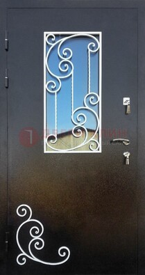 Входная дверь Порошок со стеклом и ковкой ДСК-278 в Дзержинском