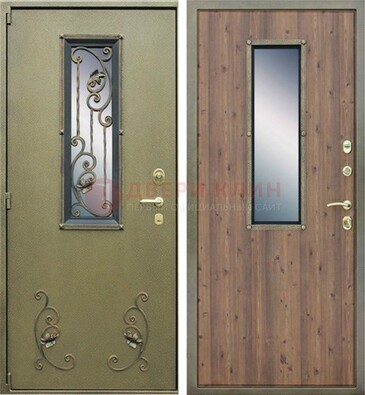 Офисная железная дверь со стеклом и ковкой ДСК-44 в Дзержинском