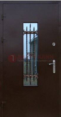 Надежная металлическая дверь со стеклом и ковкой ДСК-47 в Дзержинском
