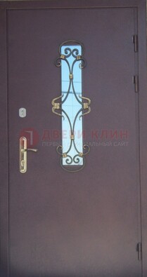 Металлическая дверь со стеклом и ковкой ДСК-77 в Дзержинском
