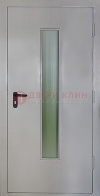 Белая металлическая противопожарная дверь со стеклянной вставкой ДТ-2 в Дзержинском