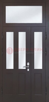 Черная тамбурная дверь со стеклянными вставками ДТМ-38 в Дзержинском