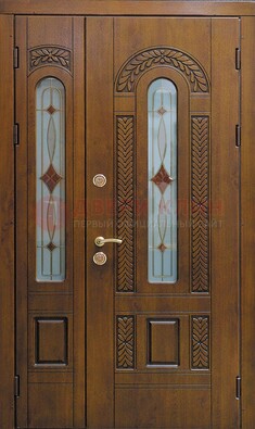 Темная стальная дверь с виноритом и стеклом ДВТ-179 в Дзержинском