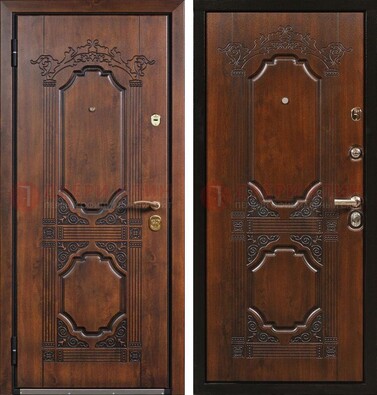 Коричневая железная дверь с виноритом и узором ДВТ-211 в Дзержинском