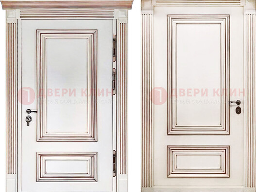 Белая металическая дверь с виноритом для дома ДВТ-239 в Дзержинском