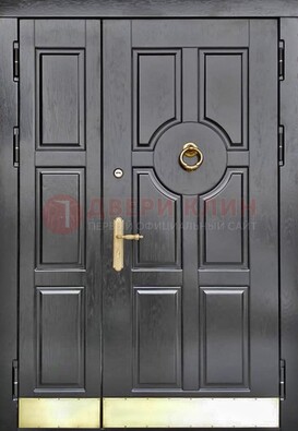 Черная металическая дверь с виноритом для дома ДВТ-241 в Дзержинском