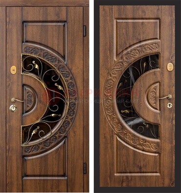 Металлическая дверь с виноритом и панелью Золотой Дуб ДВТ-71 в Дзержинском