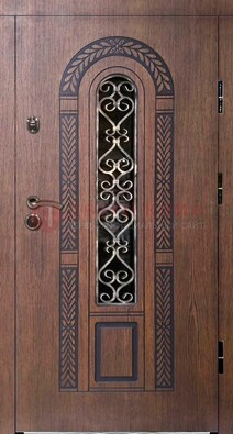 Стальная коричневая дверь с виноритом и МДФ ДВТ-81 в Дзержинском