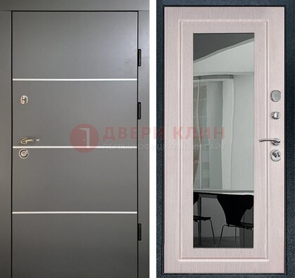 Черная металлическая дверь с зеркалом ДЗ-12 в Дзержинском