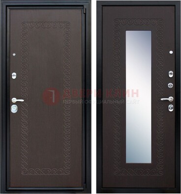 Темная стальная дверь с зеркалом ДЗ-20 в Дзержинском
