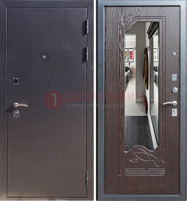 Черная входная дверь с зеркалом МДФ внутри ДЗ-29 в Дзержинском
