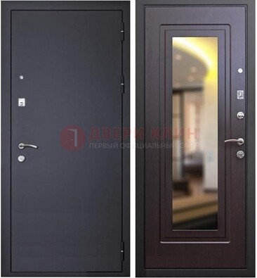 Черная железная дверь с зеркалом ДЗ-30 в Дзержинском