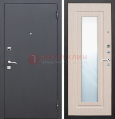 Черная входная дверь с зеркалом МДФ внутри ДЗ-31 в Дзержинском