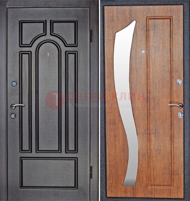 Темная железная дверь с зеркалом ДЗ-35 в Дзержинском