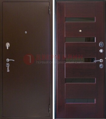 Темная железная дверь с зеркалом ДЗ-42 в Дзержинском