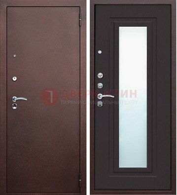 Коричневая металлическая дверь с зеркалом ДЗ-43 в Дзержинском