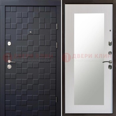 Черная стальная дверь МДФ и зеркалом ДЗ-50 в Дзержинском