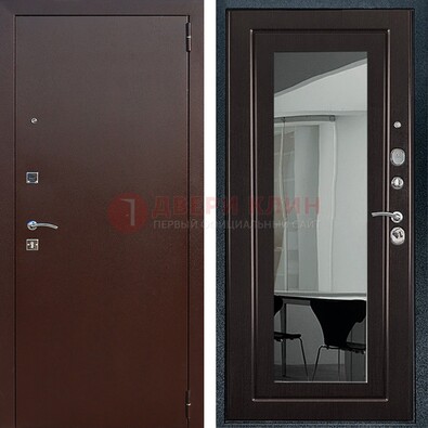 Металлическая дверь с порошковым напылением с МДФ и зеркалом ДЗ-61 в Дзержинском