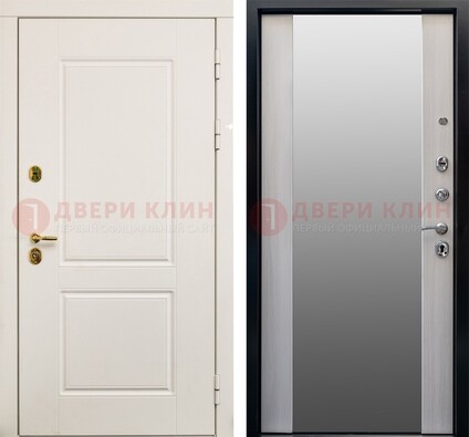 Белая стальная дверь с большим зеркалом ДЗ-73 в Дзержинском