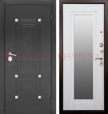 Стальная черная дверь МДФ с зеркалом ДЗ-76 в Дзержинском