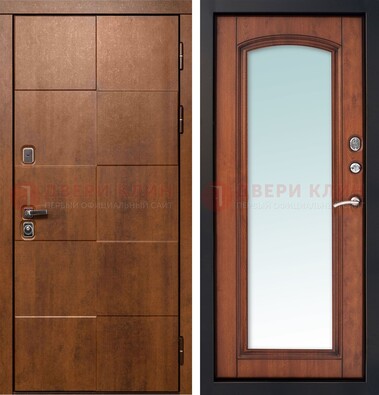 Белая филенчатая дверь с фрезерованной МДФ и зеркалом ДЗ-81 в Дзержинском