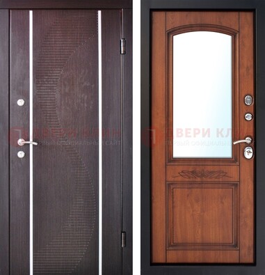 Входная дверь с МДФ и МДФ внутри с зеркалом ДЗ-88 в Дзержинском