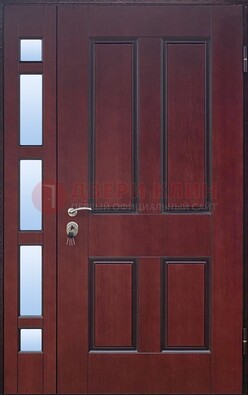 Красная входная полуторная дверь со стеклом ПЛ-10 в Дзержинском