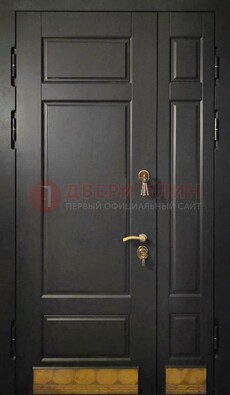 Черная полуторная железная дверь для частного дома ПЛ-2 в Дзержинском