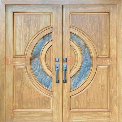 Двухстворчатая металлическая дверь с витражом ВЖ-11 в Дзержинском
