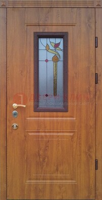 Железная дверь с МДФ и витражом ВЖ-24 в Дзержинском